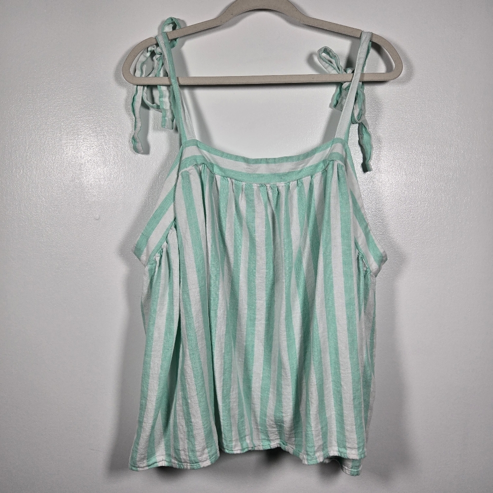 Stoney Clover LN x Target Linen Blend Striped Babydoll Tank Top Plus Size 3X